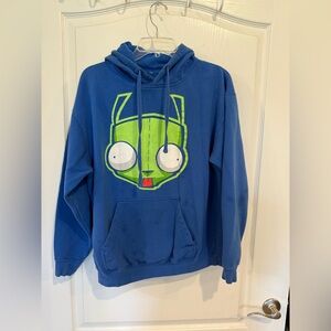 Mighty Fine mens blue Invader Zim Gir Hoodie size small *fair condition see pics